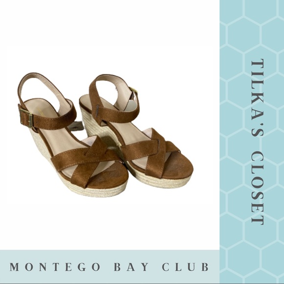 #22 Montego Bay Club Womens Wedge Heel Sandals - Picture 1 of 4